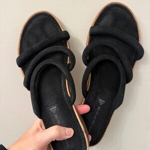 Black strappy flat sandals